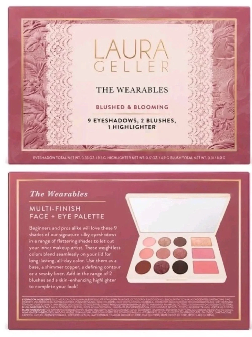 New Laura Geller - THE WEARABLES - BLUSHED & BLOOMING - Eyeshadow & Face Palette